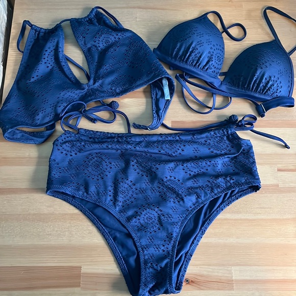Aerie Navy Blue Crochet Bathing Suit 2 top styles - Picture 1 of 9